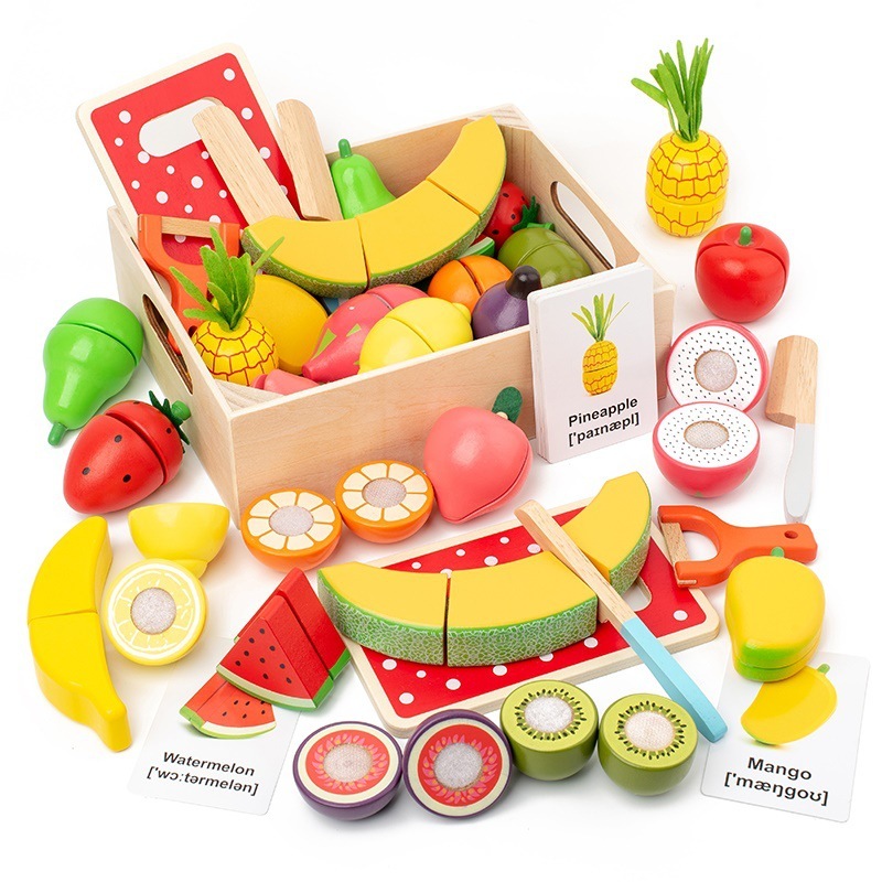FUN LITTLE TOYS 19PCS Wooden Play Food Set