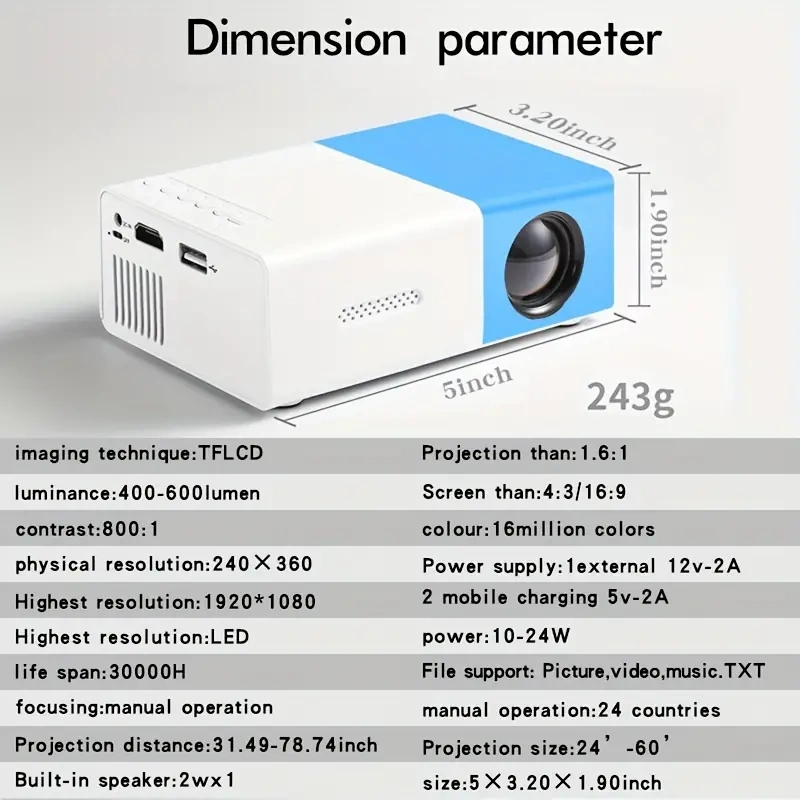🔥Last Day Sale 49%🔥Home HD Mini Projector（Free Shipping)
