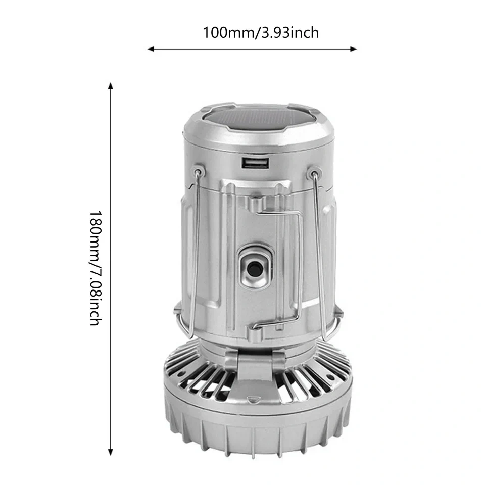 LED Solar Power Fan With Camping Light