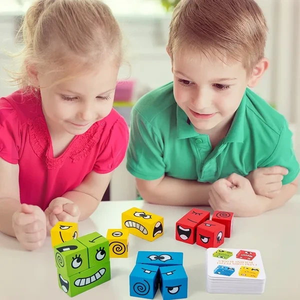 🔥HOT SALE 49% OFF🔥3D expression change face building blocks toy, parent-child interactive game（Free Shipping）