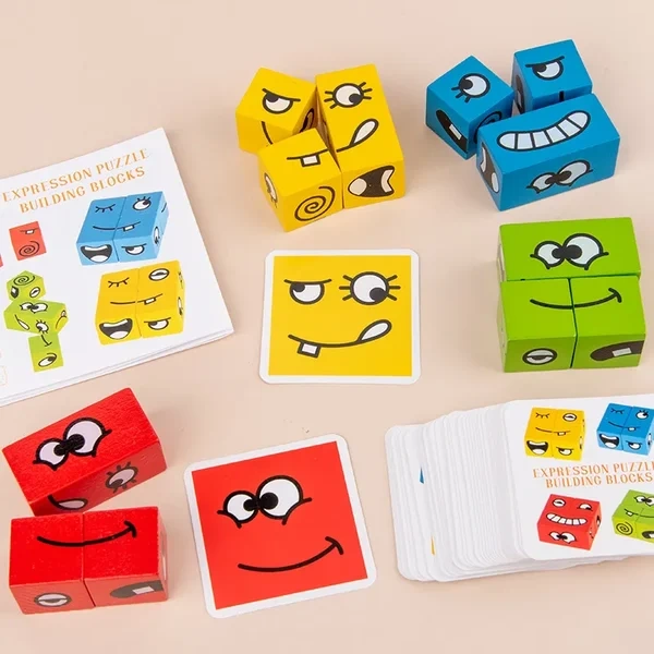 🔥HOT SALE 49% OFF🔥3D expression change face building blocks toy, parent-child interactive game（Free Shipping）