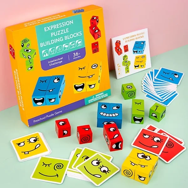 🔥HOT SALE 49% OFF🔥3D expression change face building blocks toy, parent-child interactive game（Free Shipping）
