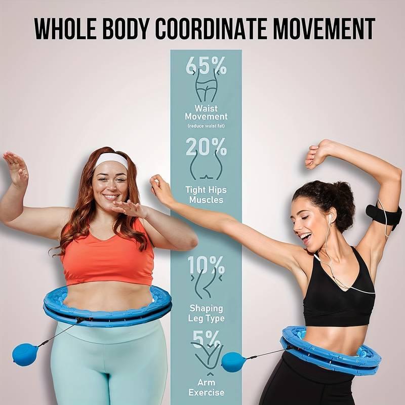 🔥HOT SALE 49% OFF🔥 2-in-1 Smart Fitness Hoop & Ab Roller for Effective Workouts - Detachable and Weighted