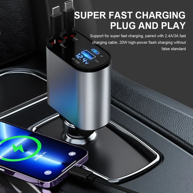 ⏰Last Day Promotion 50% Off - Fast Charge Retractable Car Charger (Fits all vehicles and all phones✨)