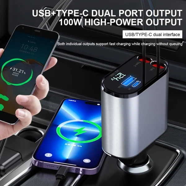 ⏰Last Day Promotion 50% Off - Fast Charge Retractable Car Charger (Fits all vehicles and all phones✨)