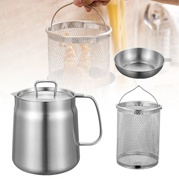 49% OFF🔥🔥2-in-1 304 Stainless Steel Multifunctional Oil Strainer Pot（Free Shipping）