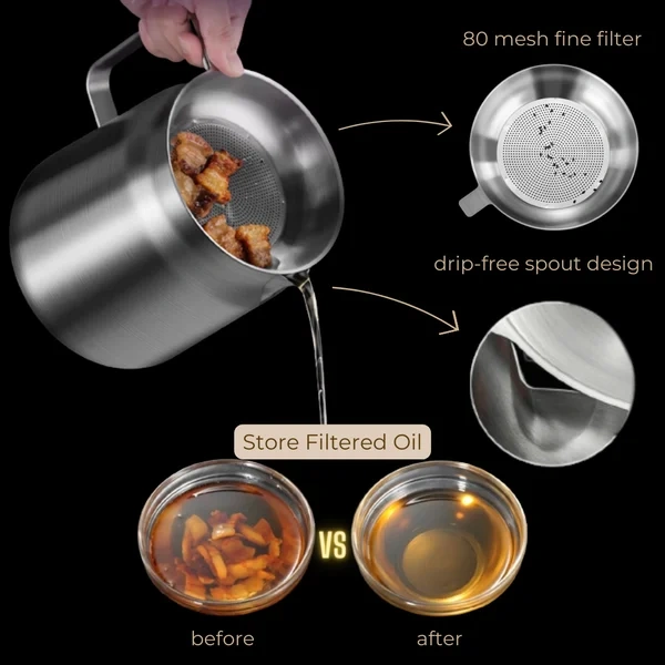 49% OFF🔥🔥2-in-1 304 Stainless Steel Multifunctional Oil Strainer Pot（Free Shipping）