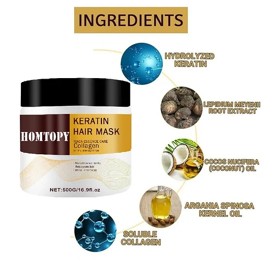 Nuts Oil Collagen Hair Mask Repair Dry Organic Gum Keratin Hair Mask