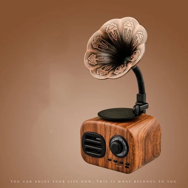 ❤️48%OFF-Retro Wooden Phonograph Bluetooth Speaker