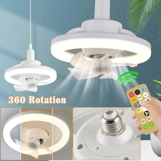 🔥 2-in-1 360 ° Rotating Ceiling Fan Light With Remote Control 😍（BUY 2 FREE SHIPPING）