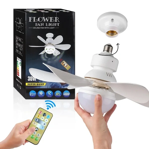 🔥Summer Sale 49% OFF🔥 Bright Cool Ceiling Socket Fan & Light with Remote Control（Buy 2 Free Shipping）
