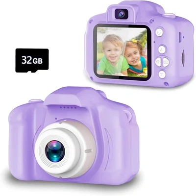 Kids Digital Video HD Camera with 32GB SD Card