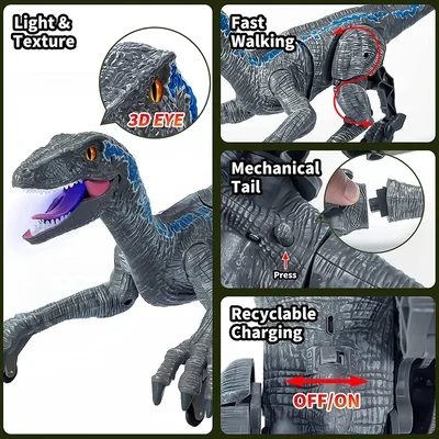 2.4G Electronic Remote Control Dinosaur with 3D Eye Shaking Head &Roaring Sounds🦖