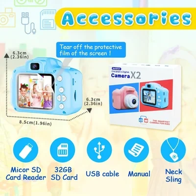 Kids Digital Video HD Camera with 32GB SD Card