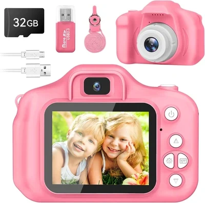 Kids Digital Video HD Camera with 32GB SD Card