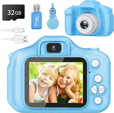Kids Digital Video HD Camera with 32GB SD Card