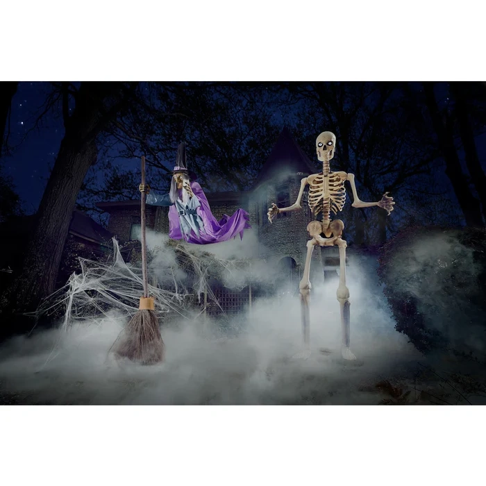 12 ft. Giant-Sized Skeleton Halloween Decoration with Animated Life Eyes LED Effects