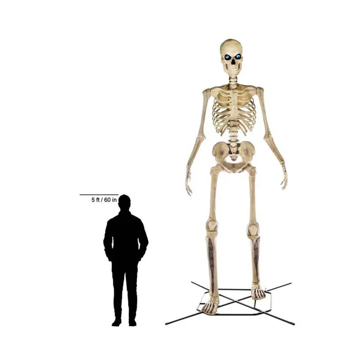 12 ft. Giant-Sized Skeleton Halloween Decoration with Animated Life Eyes LED Effects