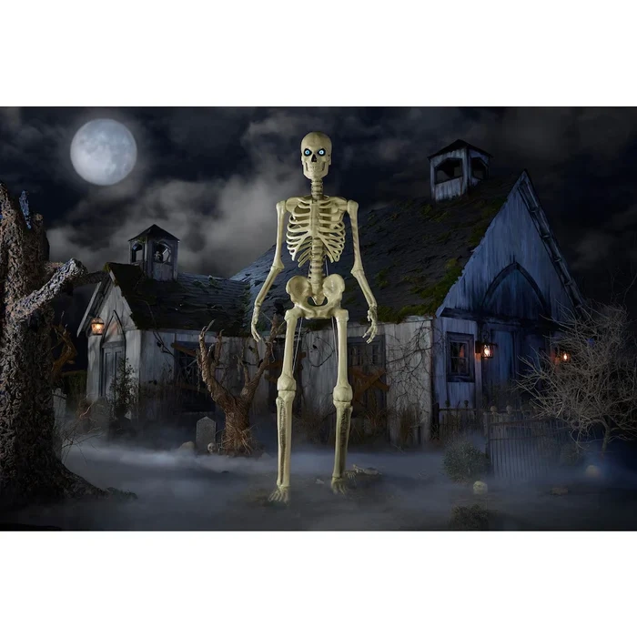 12 ft. Giant-Sized Skeleton Halloween Decoration with Animated Life Eyes LED Effects