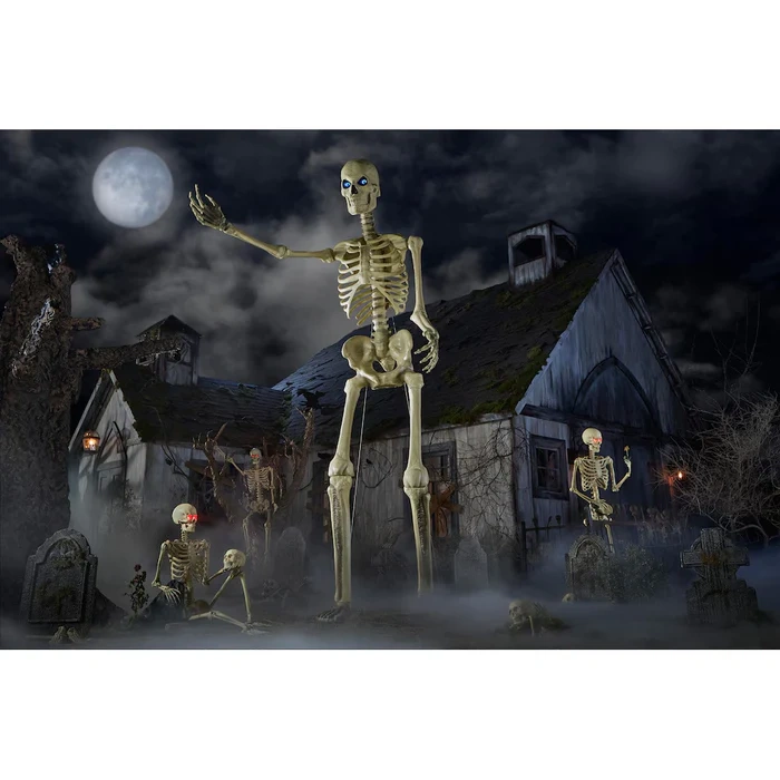 12 ft. Giant-Sized Skeleton Halloween Decoration with Animated Life Eyes LED Effects