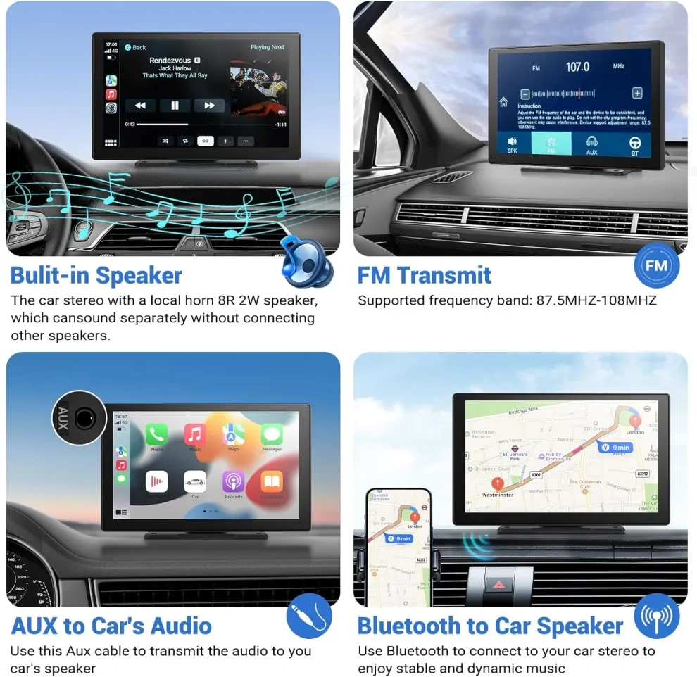 🚀In-vehicle display, 9-inch HD touchscreen, Android Auto with voice control, 4K in-vehicle camera, GPS navigation【Global Delivery】