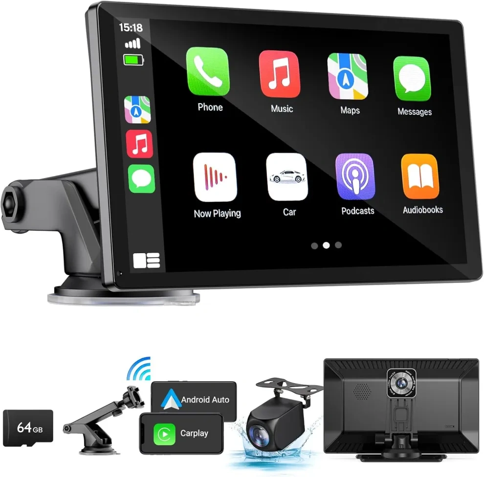 🚀In-vehicle display, 9-inch HD touchscreen, Android Auto with voice control, 4K in-vehicle camera, GPS navigation【Global Delivery】