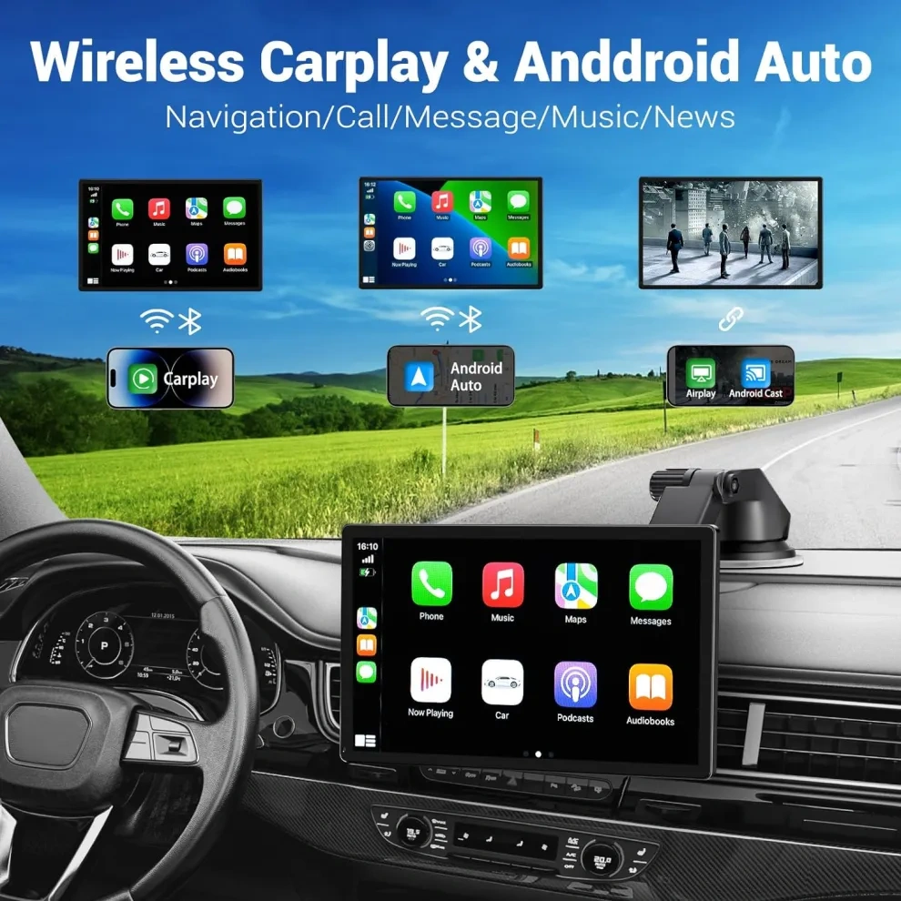🚀In-vehicle display, 9-inch HD touchscreen, Android Auto with voice control, 4K in-vehicle camera, GPS navigation【Global Delivery】