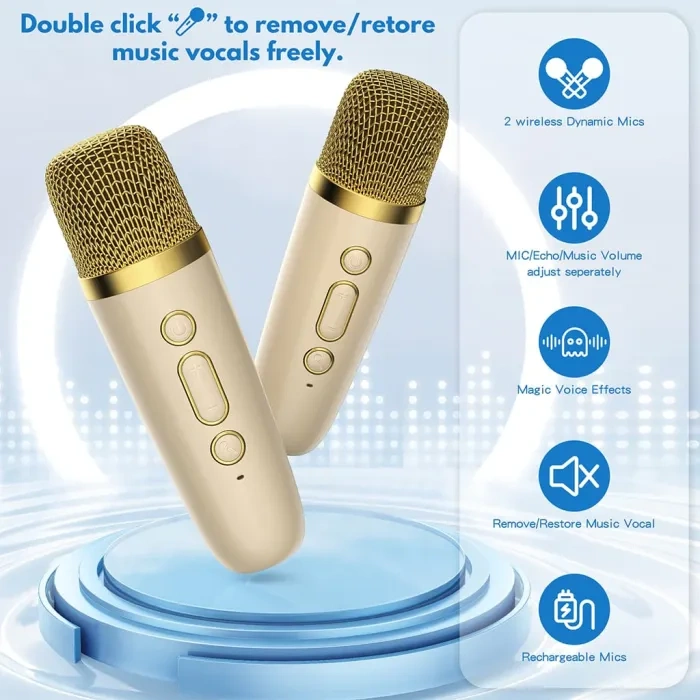 JYX D17 Mini Karaoke Machine for Kids with Wireless Microphones