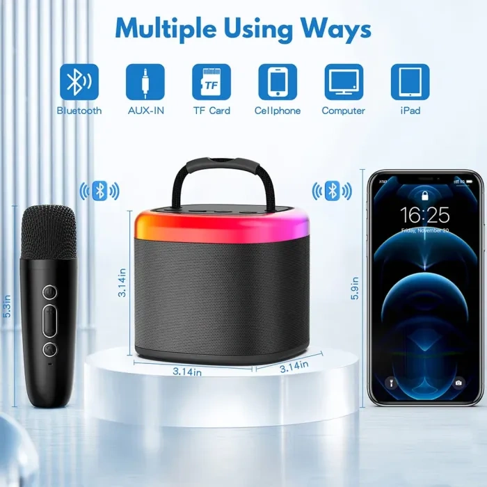 JYX D17 Mini Karaoke Machine for Kids with Wireless Microphones