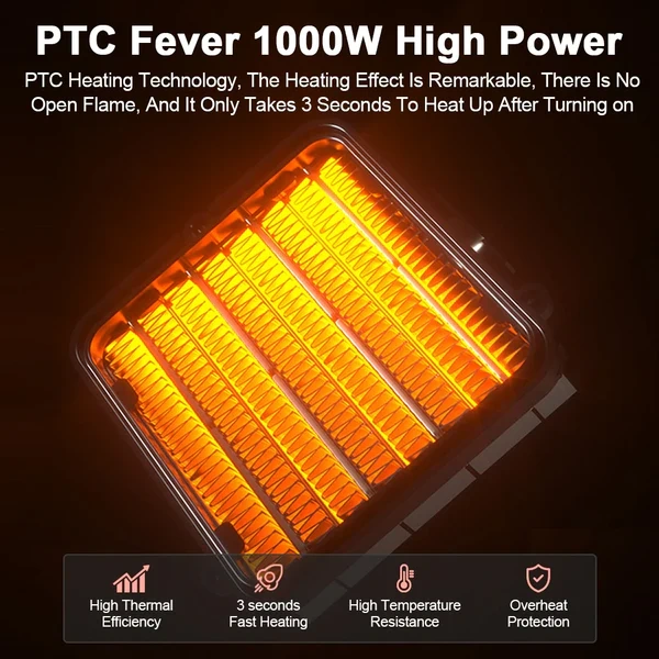 Portable 3D Flame Electric Fireplace Heater – 1000W