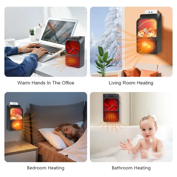 Portable 3D Flame Electric Fireplace Heater – 1000W