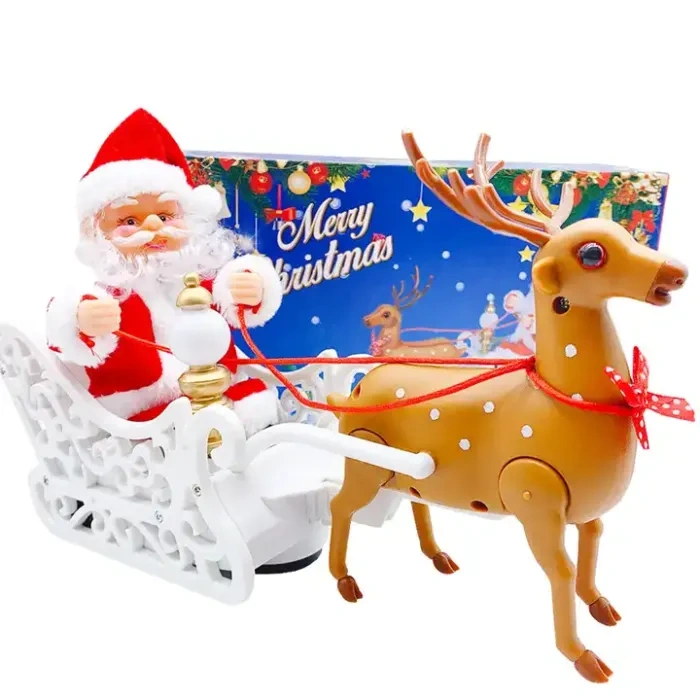 Christmas Electric Santa Claus Christmas Riding Reindeer Singing Walking Doll Toy For Children Christmas Decoration Toy