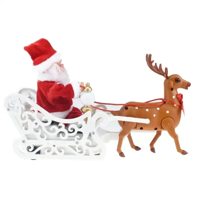 Christmas Electric Santa Claus Christmas Riding Reindeer Singing Walking Doll Toy For Children Christmas Decoration Toy