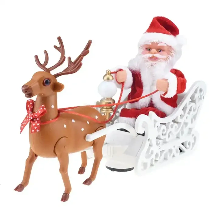 Christmas Electric Santa Claus Christmas Riding Reindeer Singing Walking Doll Toy For Children Christmas Decoration Toy