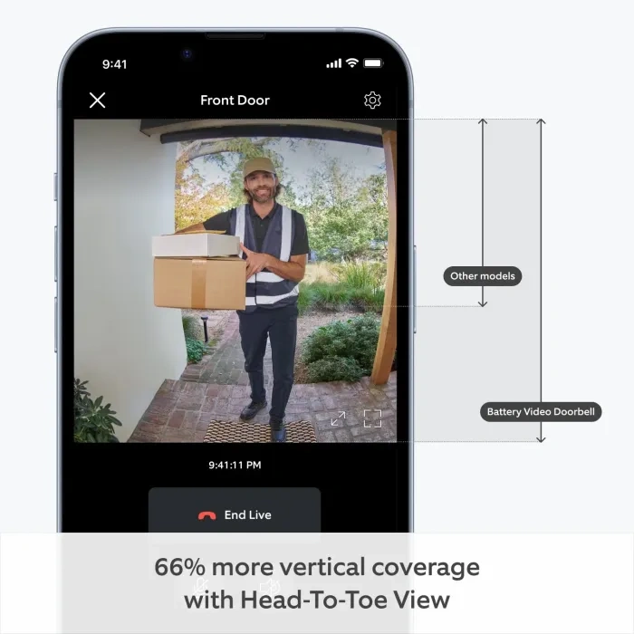Ring Battery Doorbell with Head-to-Toe HD Video, Live View with Two-Way Talk, and Motion Detection & Alerts