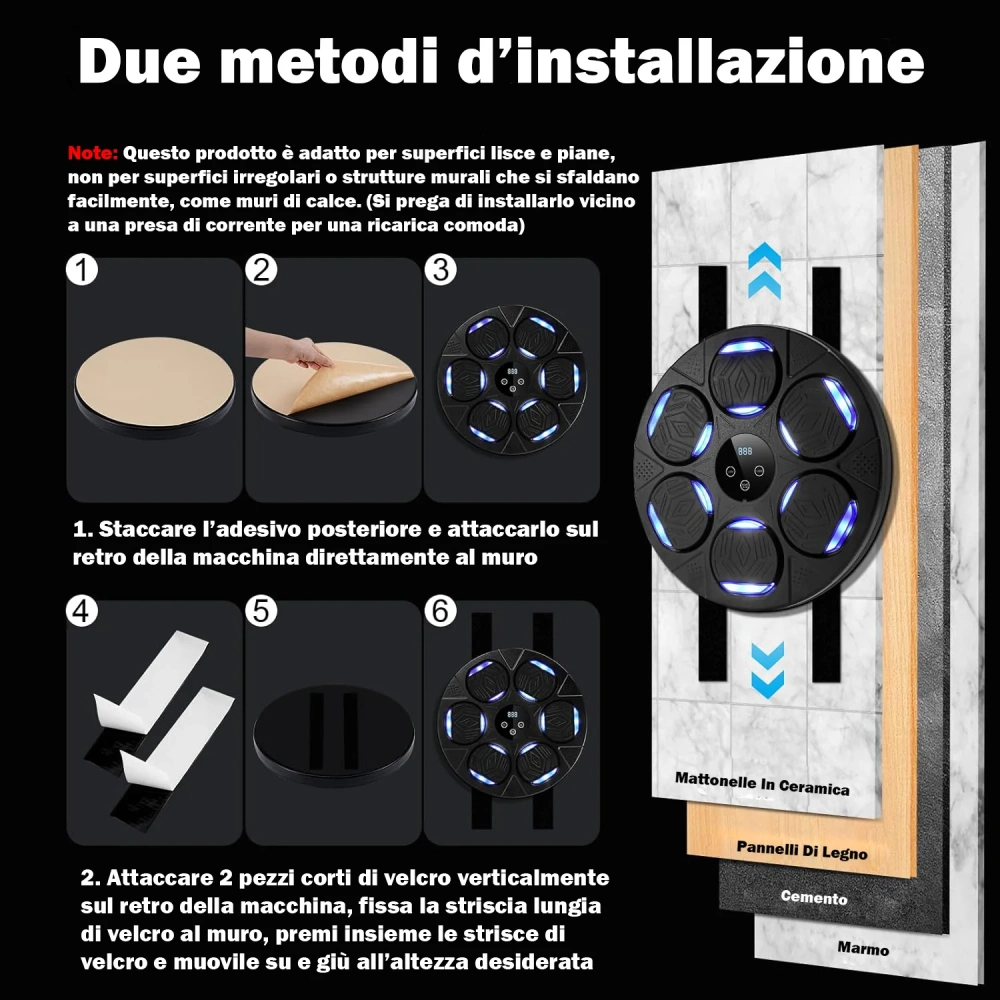 Wall Mounted Boxing Machine With Bluetooth Rechargeable LED Light, Boxing Training Equipment With Gloves