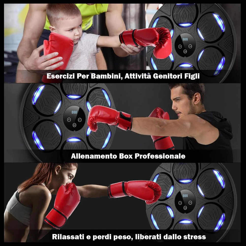 Wall Mounted Boxing Machine With Bluetooth Rechargeable LED Light, Boxing Training Equipment With Gloves