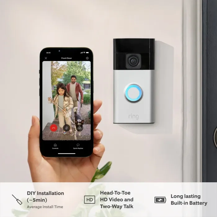 Ring Battery Doorbell with Head-to-Toe HD Video, Live View with Two-Way Talk, and Motion Detection & Alerts