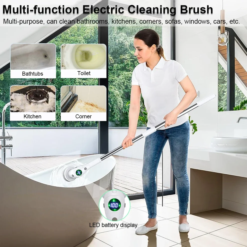 Electric Cleaning Brush Multifunctional Cleaning Brush 8 in 1 Wireless Cleaning Brush