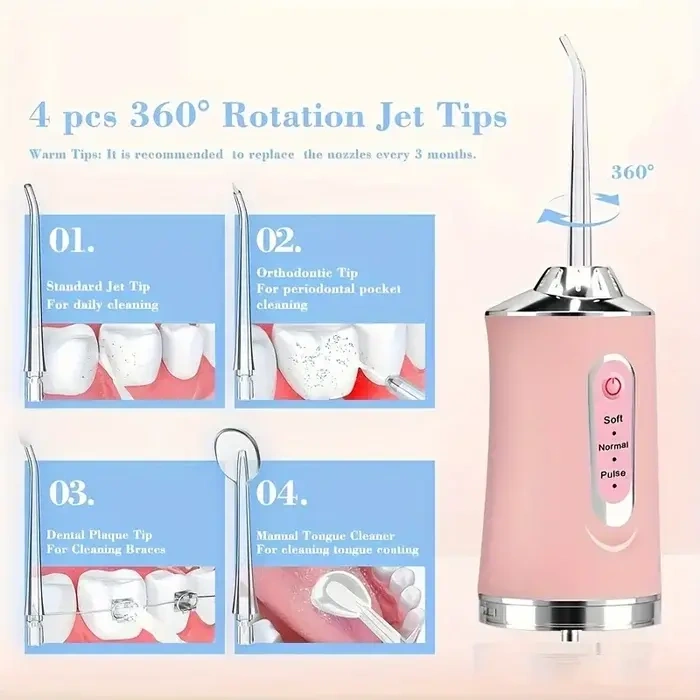Advanced Cordless Water Flosser Pro - 4 Jet Tips