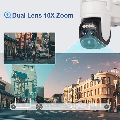 10X Zoom Dual Lens Remote Night Vision Solar Surveillance Camera