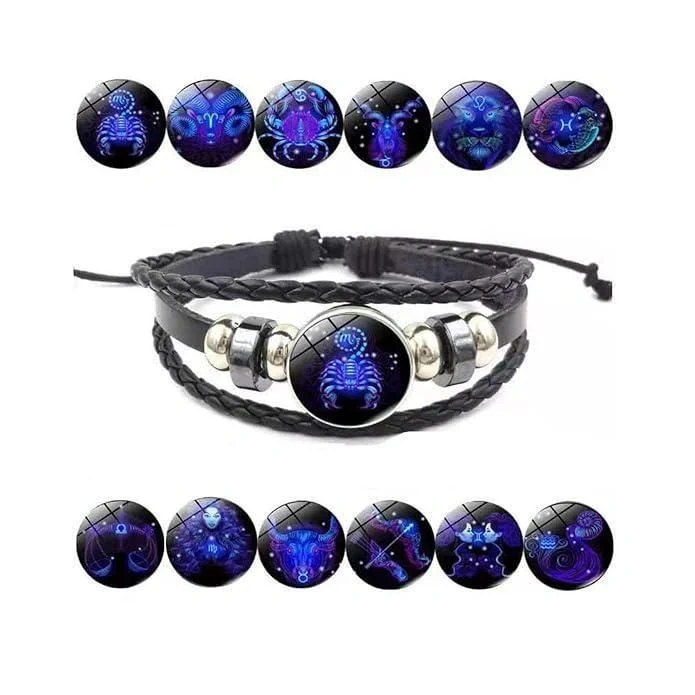 🔥Zodiac Constellation Guardian Black Leather Bracelet Adjustable🔥-