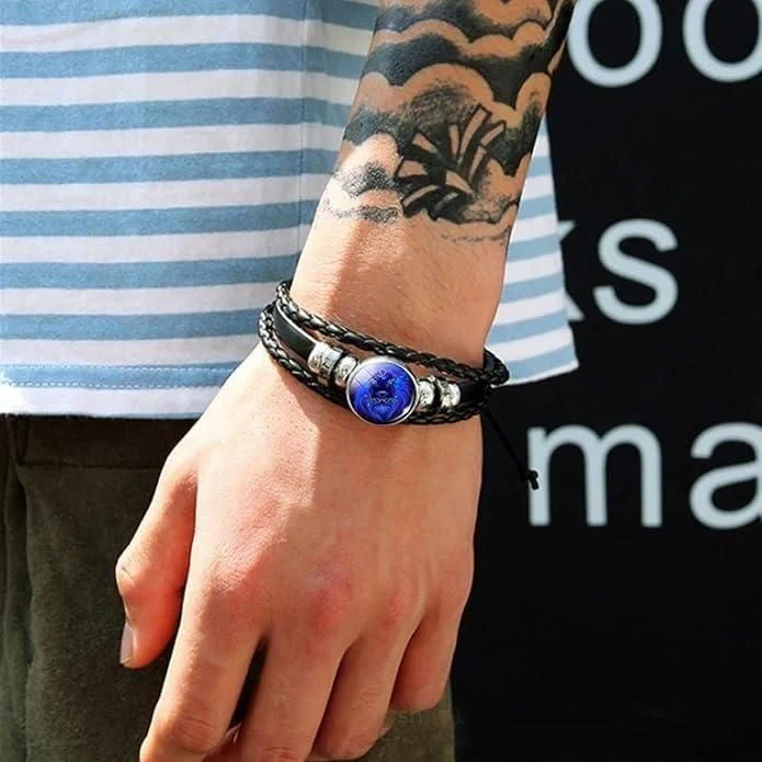 🔥Zodiac Constellation Guardian Black Leather Bracelet Adjustable🔥-