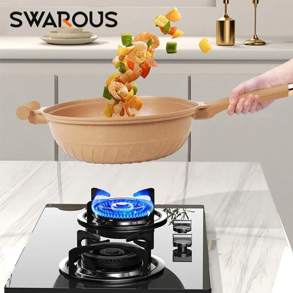 🔥Free Shipping🔥 Non-Stick Wok With Steamer Basket