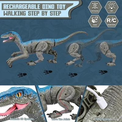 2.4G Electronic Remote Control Dinosaur with 3D Eye Shaking Head &Roaring Sounds🦖