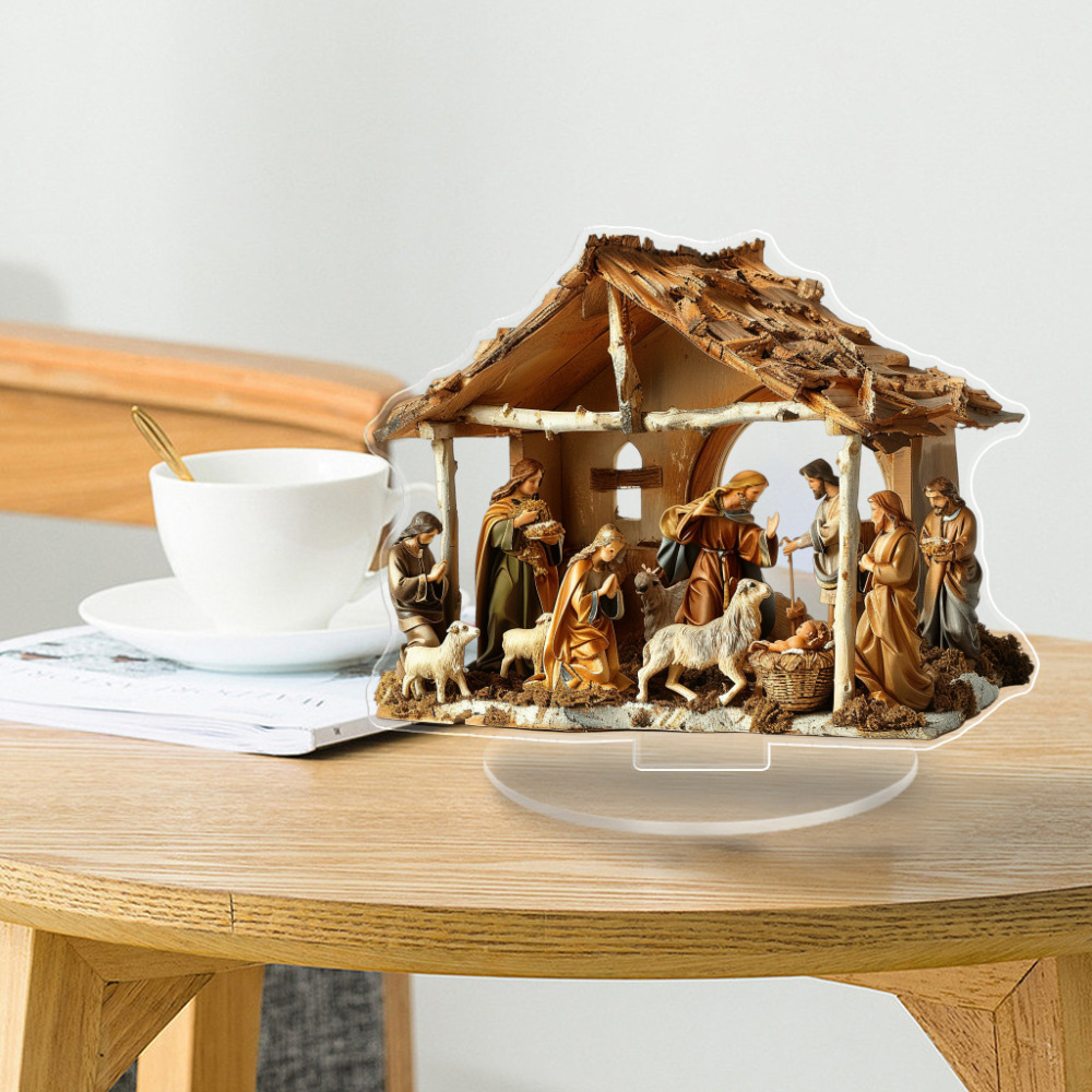 Large Musical Nativity Scene with Detailed Figures Handmade in Bethlehem