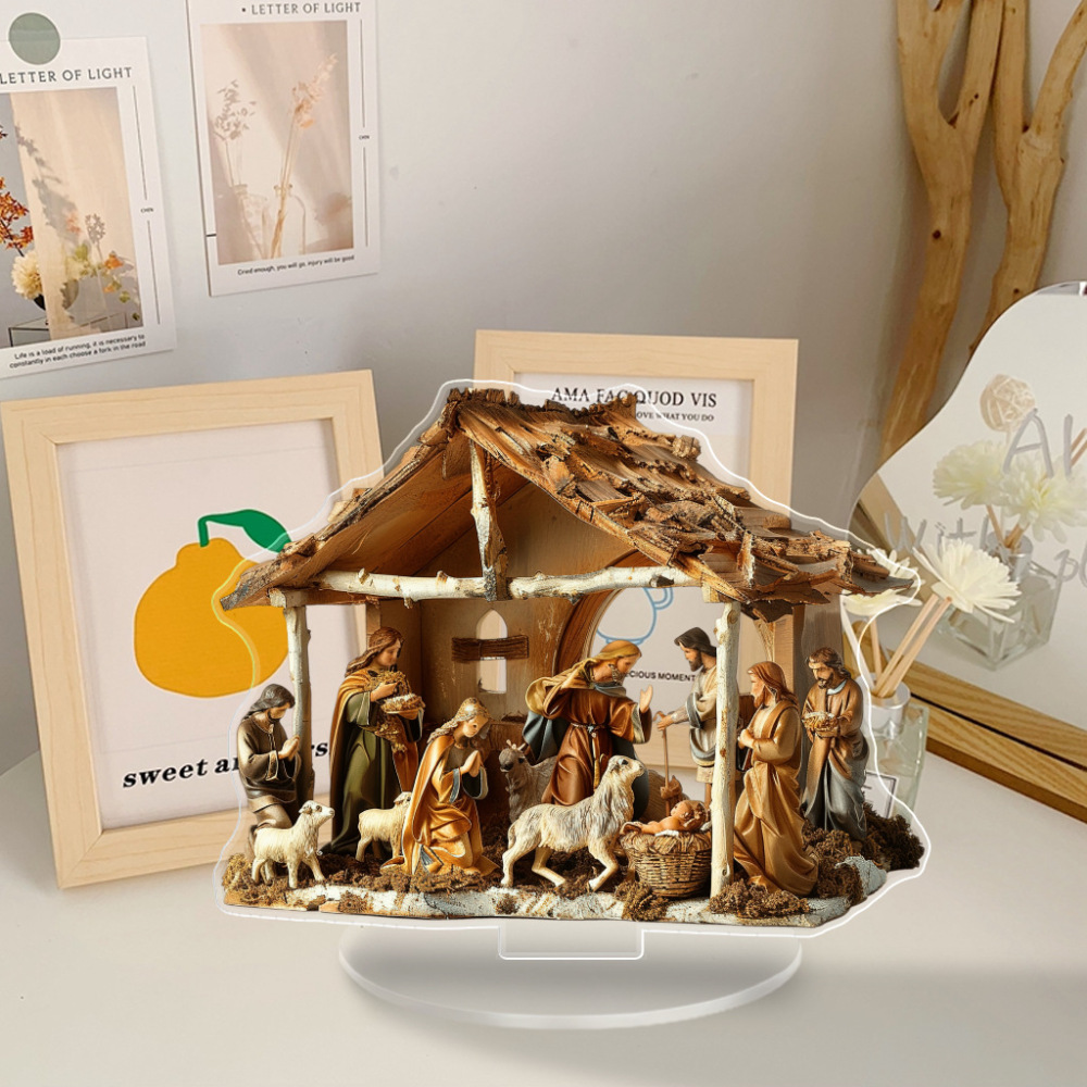 Large Musical Nativity Scene with Detailed Figures Handmade in Bethlehem