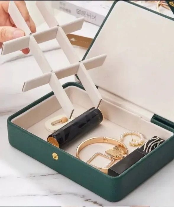 Jewelry Box for Women Girls Girlfriend Wife Ideal Gift, Medium PU Leather Jewelry Organizer Case with Two Layers Display