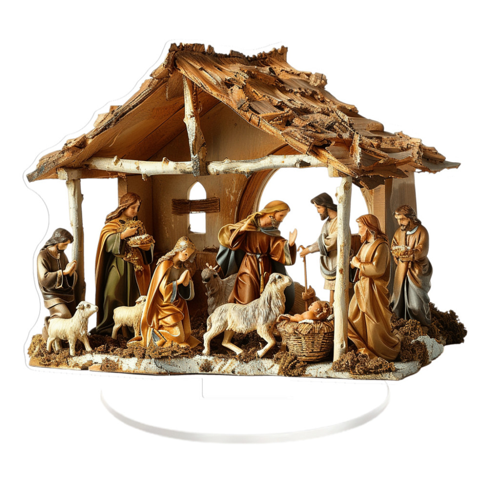 Large Musical Nativity Scene with Detailed Figures Handmade in Bethlehem