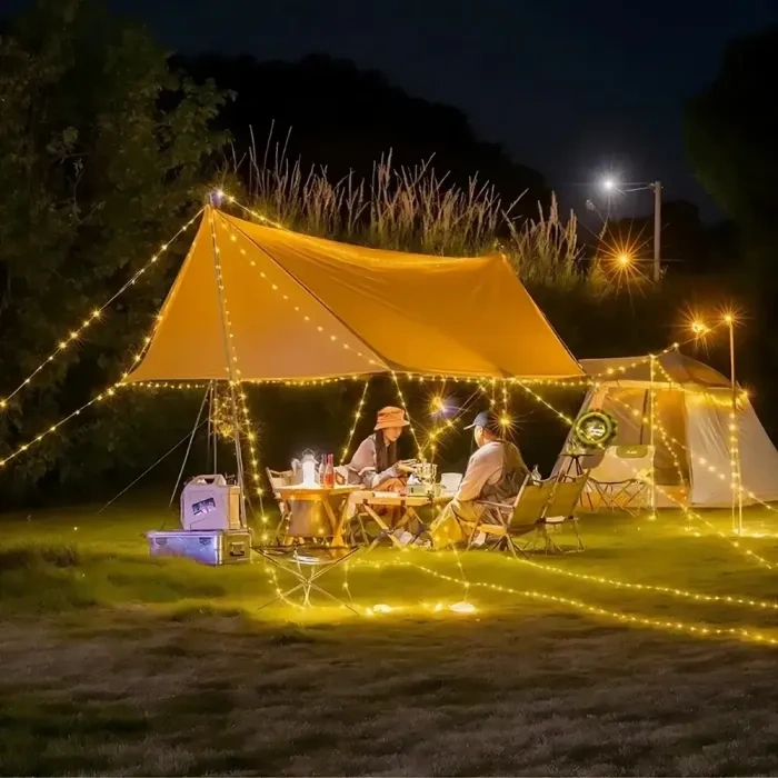 Camping String Lights, 2in 1 Outdoor Portable Stowable String Light with 5 Lighting Modes